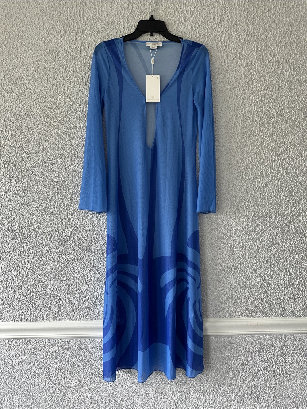 Caroline Constas Two-Tone Blue Long-Sleeve cover up Dress NWT - Picture 13 of 17